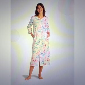 Miss Elaine Cotton Sateen Woven Long Zip Robe Large